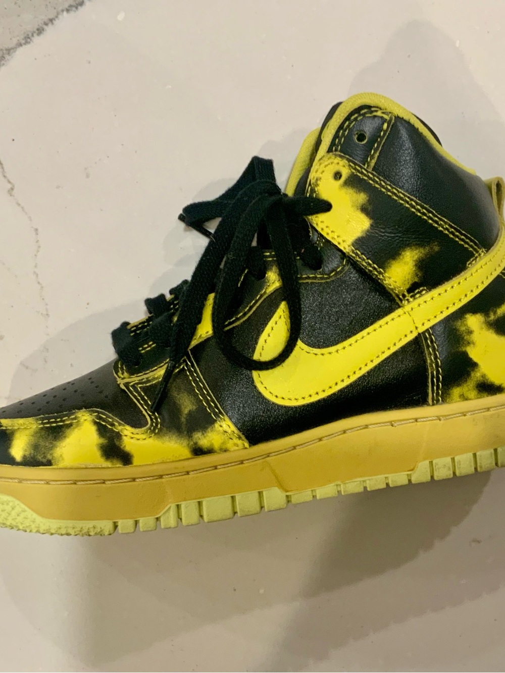 Nike Dunk High 1985 SP Yellow Acid Wash Sneakers Men’s US 6 Euro 38.5 UK 5.5